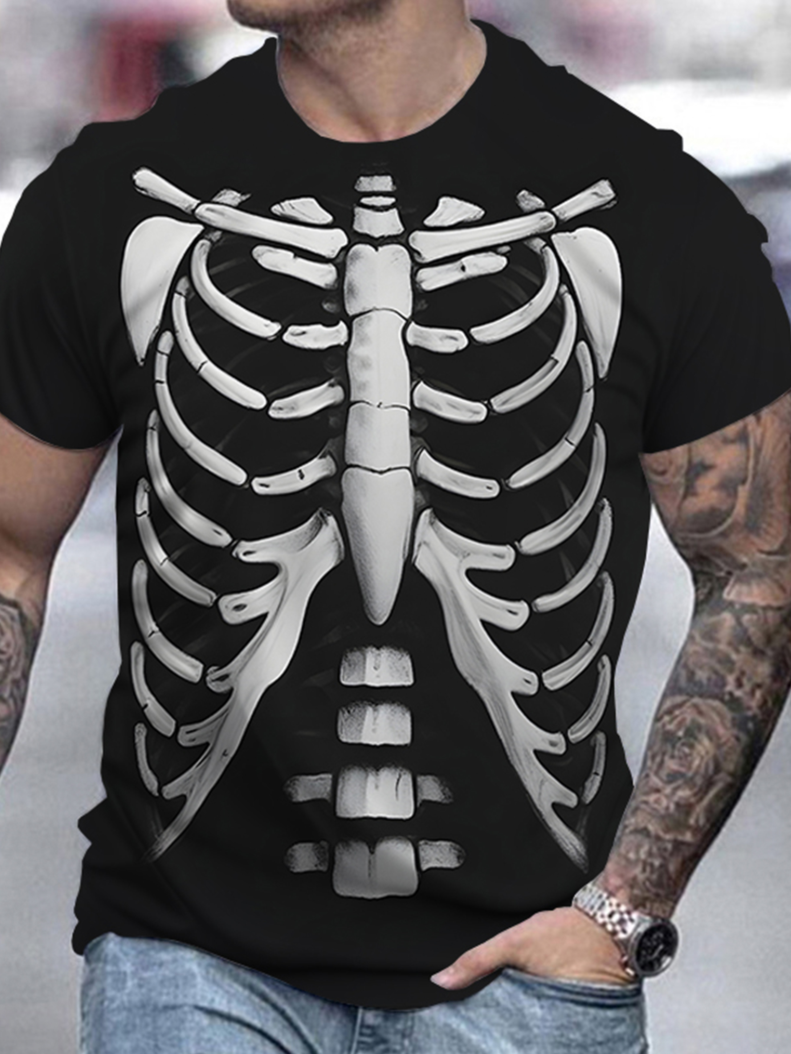 camiseta esqueleto halloween hombre cuello Temu Spain