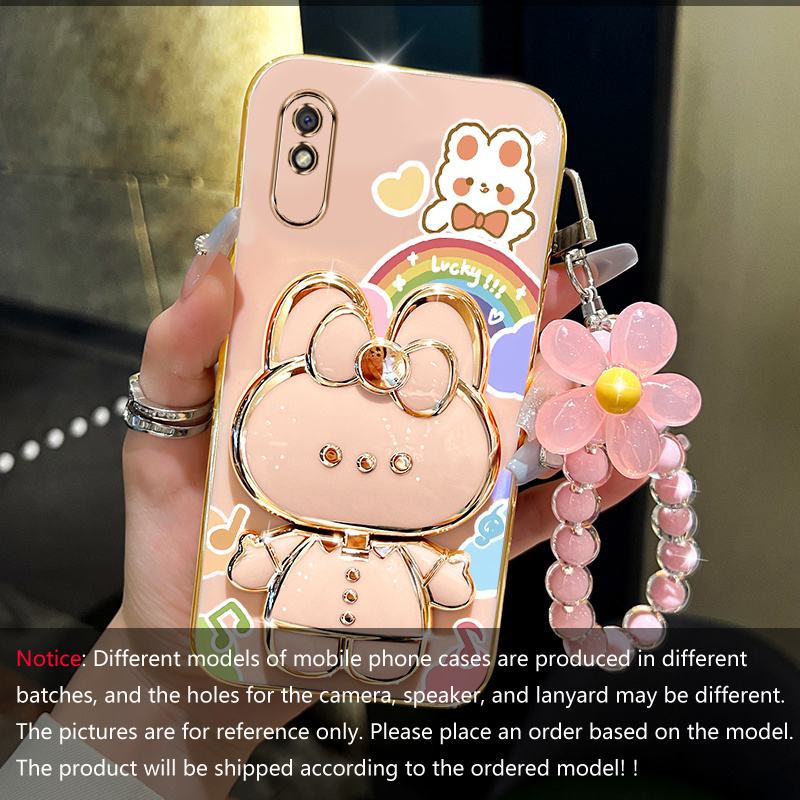 TEMU Funda para teléfono - Redmi 9A 9I Rabbit, soporte tipo pulsera, funda plateada para Xiaomi Redmi 9A 9I, cubierta suave