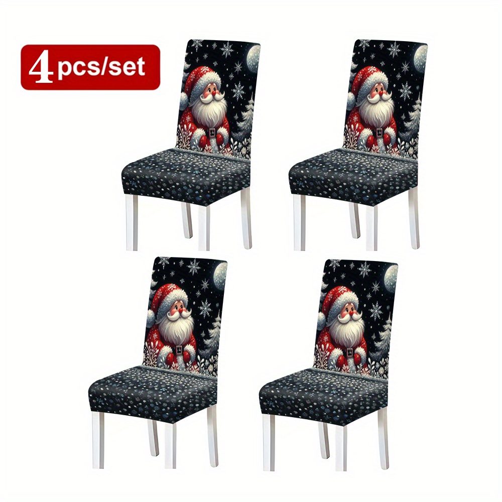 TEMU 2/4/6pcs Christmas Theme High-end Chair Covers, Modern And Fashionable Chair Covers, Universal Chair Covers With Integrated Chair Backrest, Home
