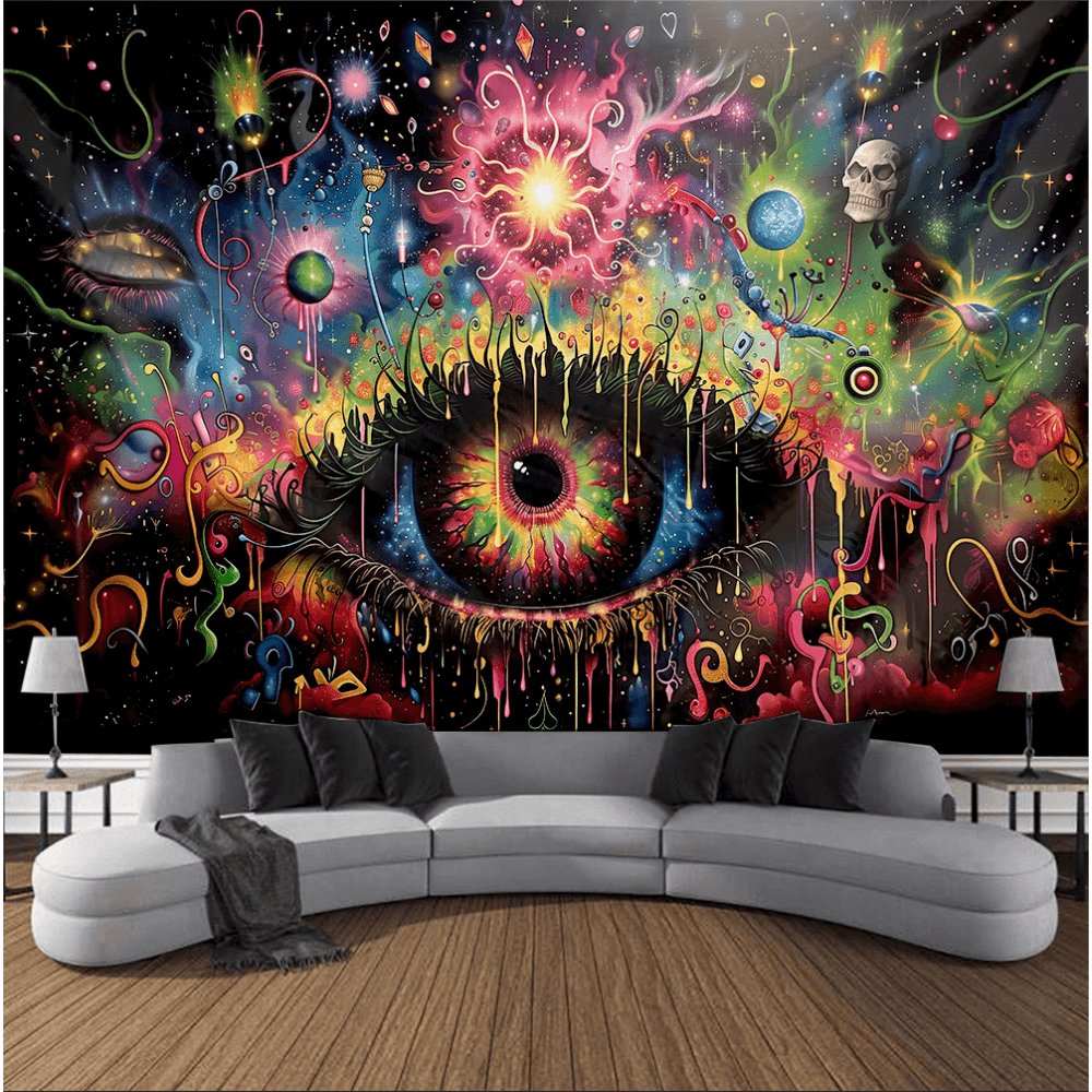 

Eye Tapestry Wall Hanging – Contemporary Polyester Wall Art With Psychedelic Design, No Feathers, Electricity-free, Suitable For Living Room Decor And