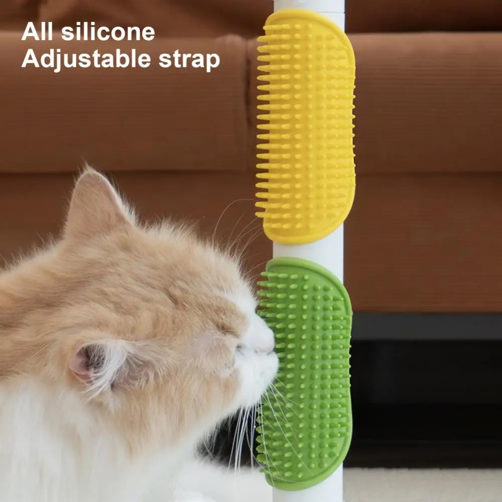 

2pcs Cat Corner Groomer - Self-cleaning Wall Scratcher & Massage Brush For Kittens, Rubber Bristles For Easy Hair Removal Cat Grooming Tools Cat Grooming