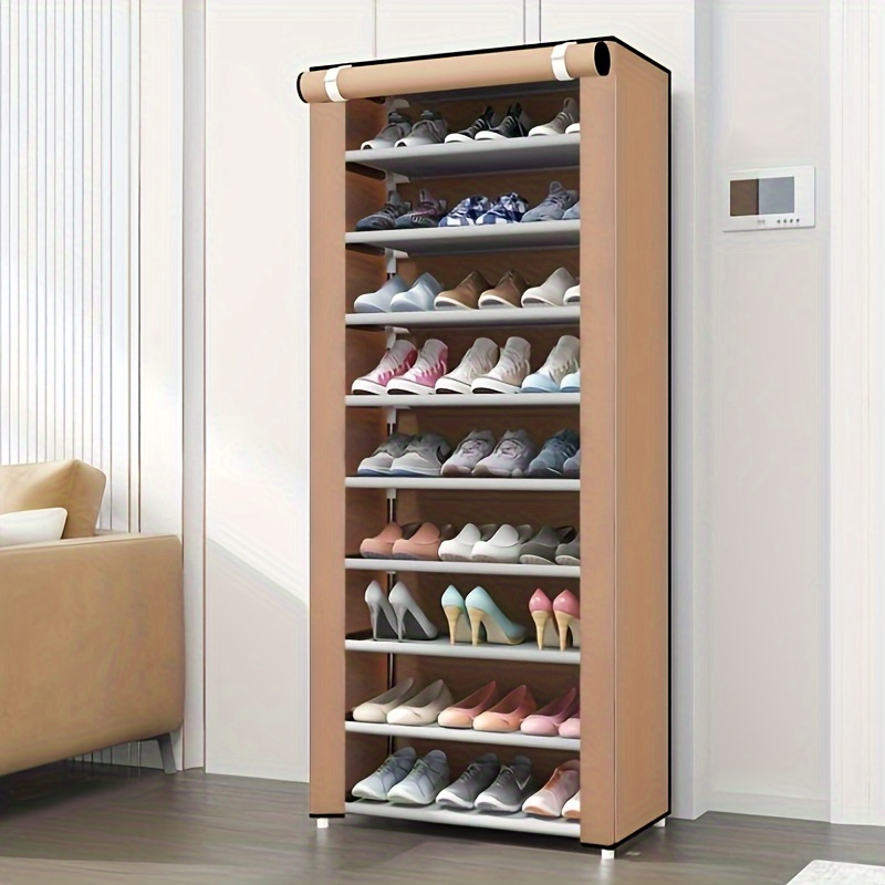 

Multi-layer Dustproof Shoe Rack With Cover: Large Capacity Freestanding Organizer For Dorm And Home Use