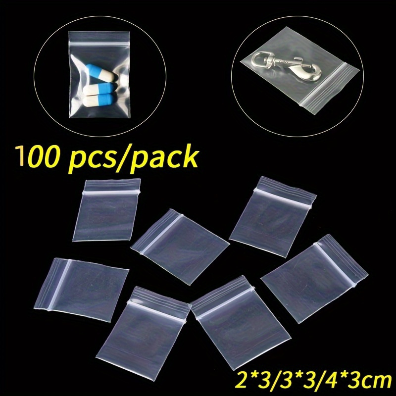 

100pcs Mini Zip Baggies, 3 Sizes (2x3/3x3/4x3cm), Plastic Packaging Bags, Small Zipper Pouches For Industrial & Scientific Use