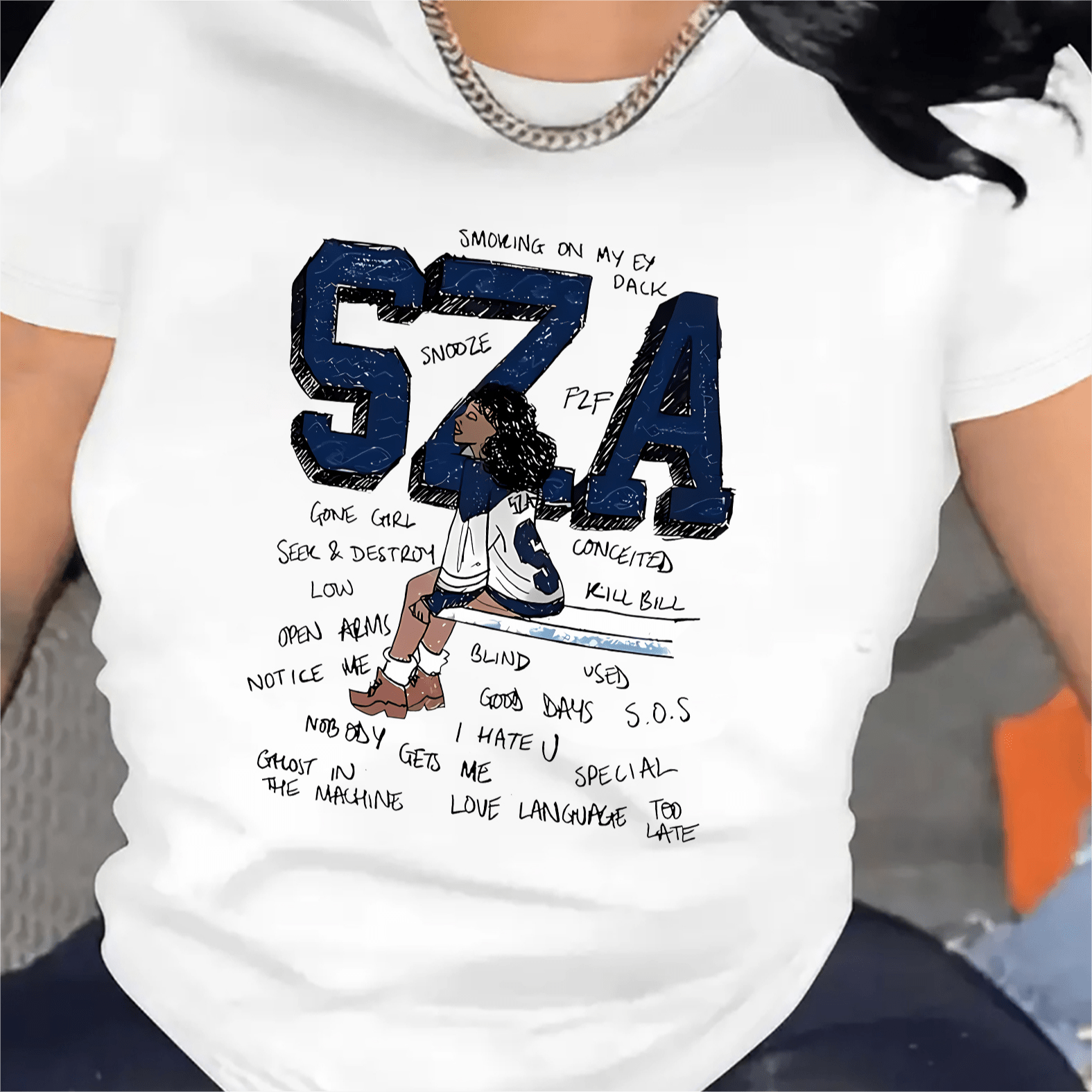 

Graffiti Cartoon & Slogan Print Comfy T-shirt, Round Neck Short Sleeve Sports Tee, Women's Activewear