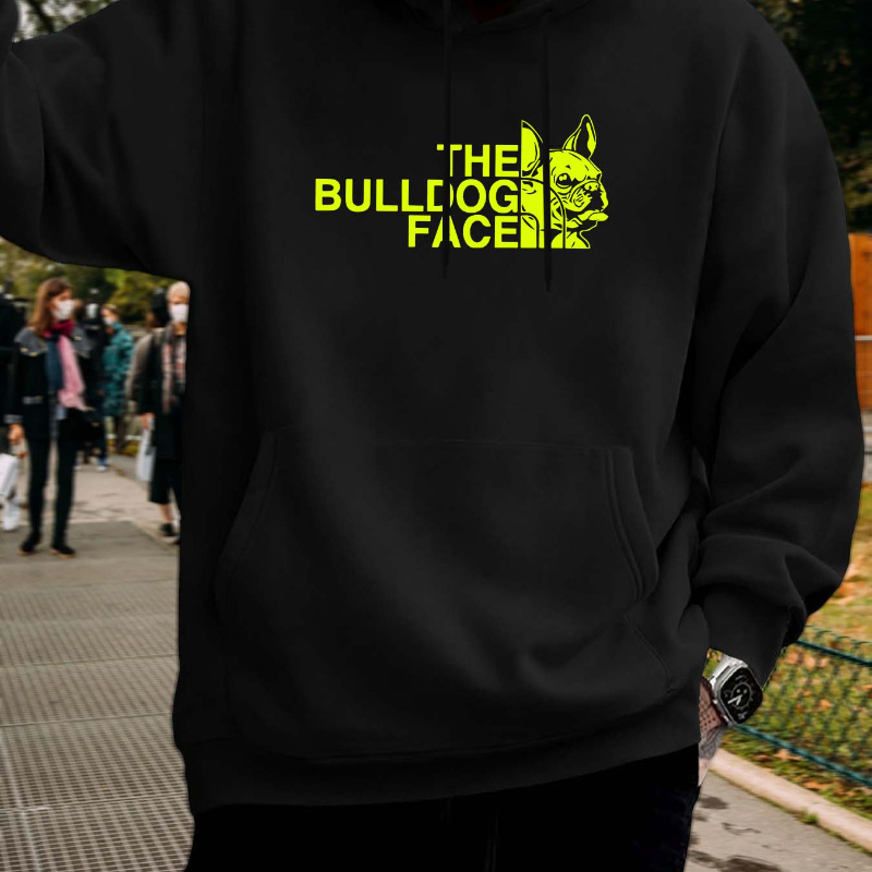 

Impression Bulldog Face pour hommes - Sweat à capuche décontracté à manches longues - Sweat à capuche léger en polyester avec cordon de serrage