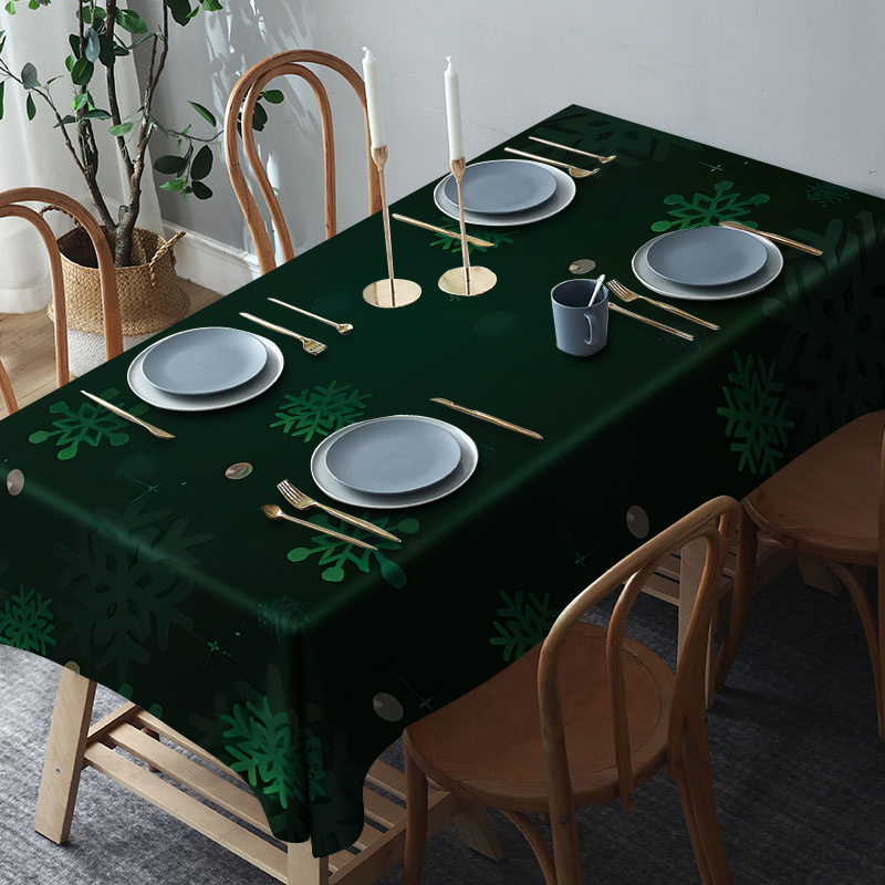 

Christmas Print Tablecloth - Stain-resistant, Washable Polyester Cover For Dining & Parties, Reusable Holiday Decor, Christmas Theme, Kitchen & Dining Room Decor