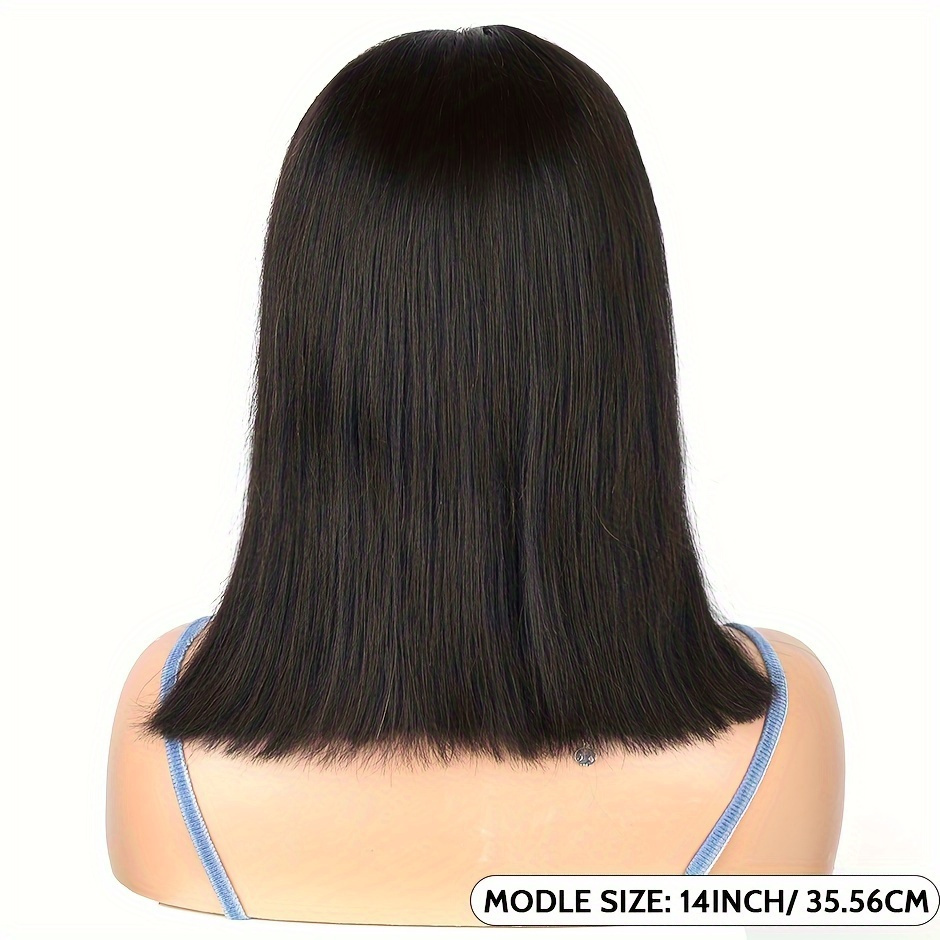 TEMU 12-inch Glueless Human Hair Wig With Pre- 4x4 Hd Lace Closure, Straight Bob Style For Women, 250% Density, , No Glue Needed, Beginners, Short Hair Wig