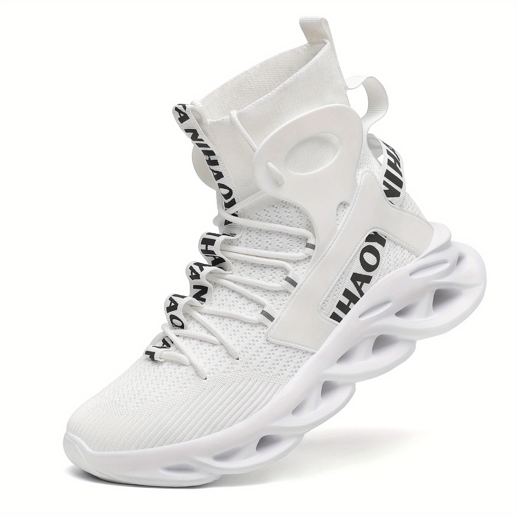 mens high top sneakers breathable mesh lace up casual shoes with