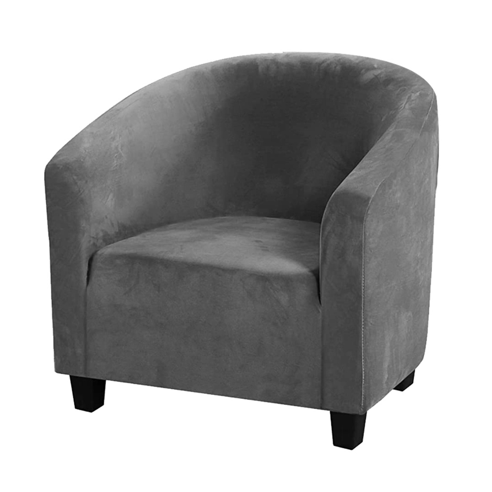 TEMU Luxurious Semi-circle Silvery Fox Chair Cover - High Elasticity Velvet Slipcover Armchair Sofa Cover Suitable For Coffee Shop Sofa Chair
