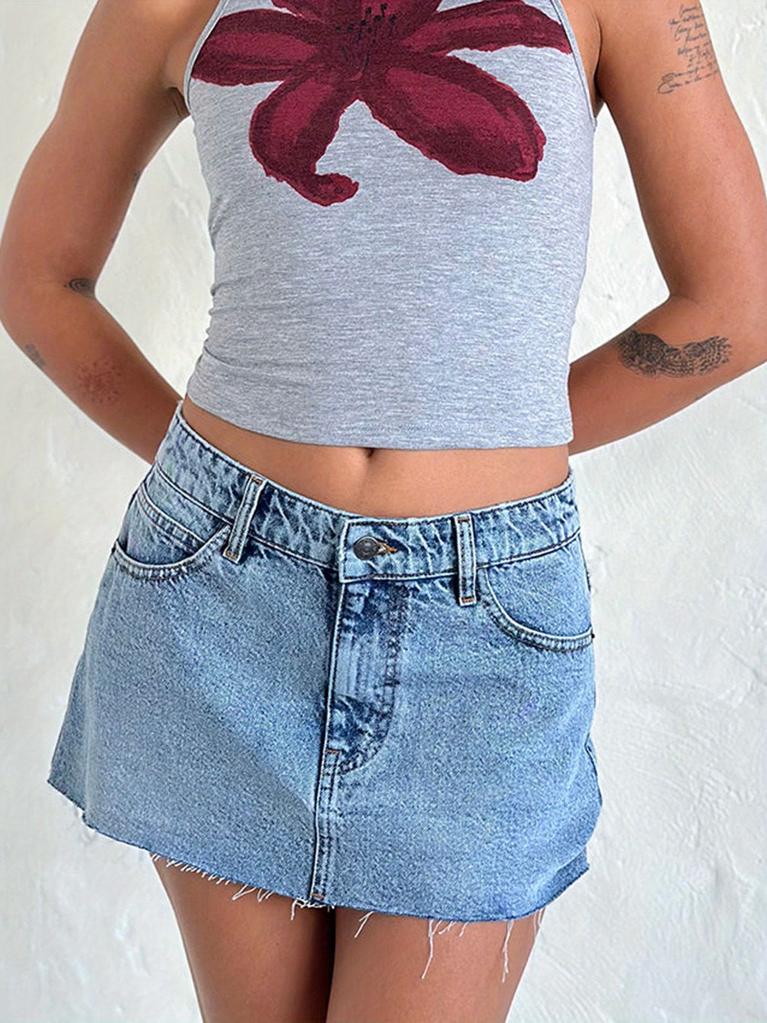 2025 summer low waist stretch denim mini skirt y2k vintage