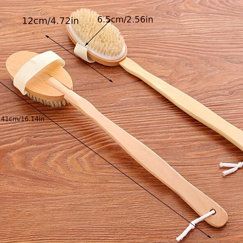 1pc long handle shower brush with dual use soft bristles back massager body scrub brush ergonomic grip for shower   detachable head for   no battery needed wet dry use ideal for   spa bath accessory dry brushing   sturdy loop skincare routine Product details 3