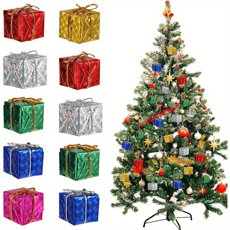 

96 Pcs Christmas Tree Gift Boxes - Hanging Ornaments & - Assorted - Plastic - No - No Required