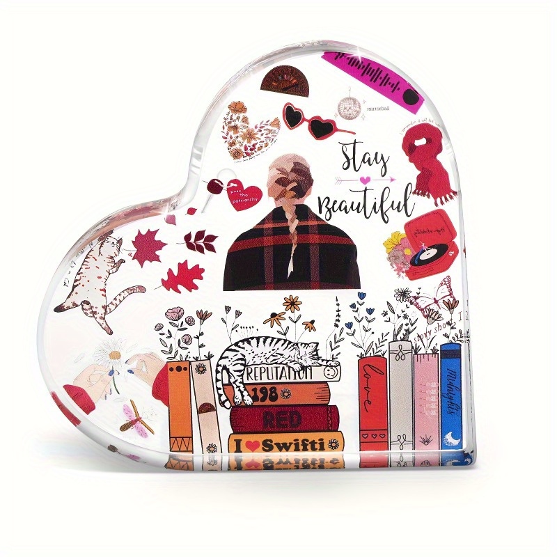 

1pc Acrylic Heart Decorative Piece For Taylor Fans – Romantic Anniversary, Valentine's & Mother's Day Love Gift, 14+ Age Group, No Electricity Or Feathers Required