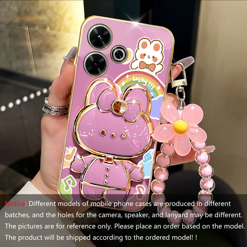 TEMU Phone Case - 13 4g Rabbit Holder Bracelet Plating Phone Case For Xiaomi 13 4g Soft Cover
