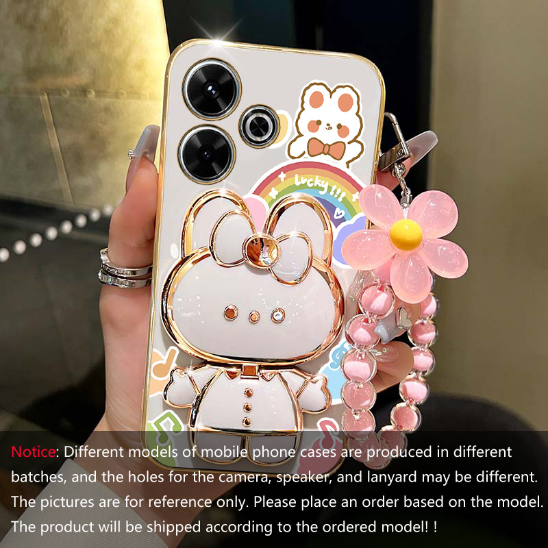 TEMU Funda para teléfono - Redmi 13 4G, funda plateada con soporte tipo pulsera de para Xiaomi Redmi 13 4G, cubierta blanda