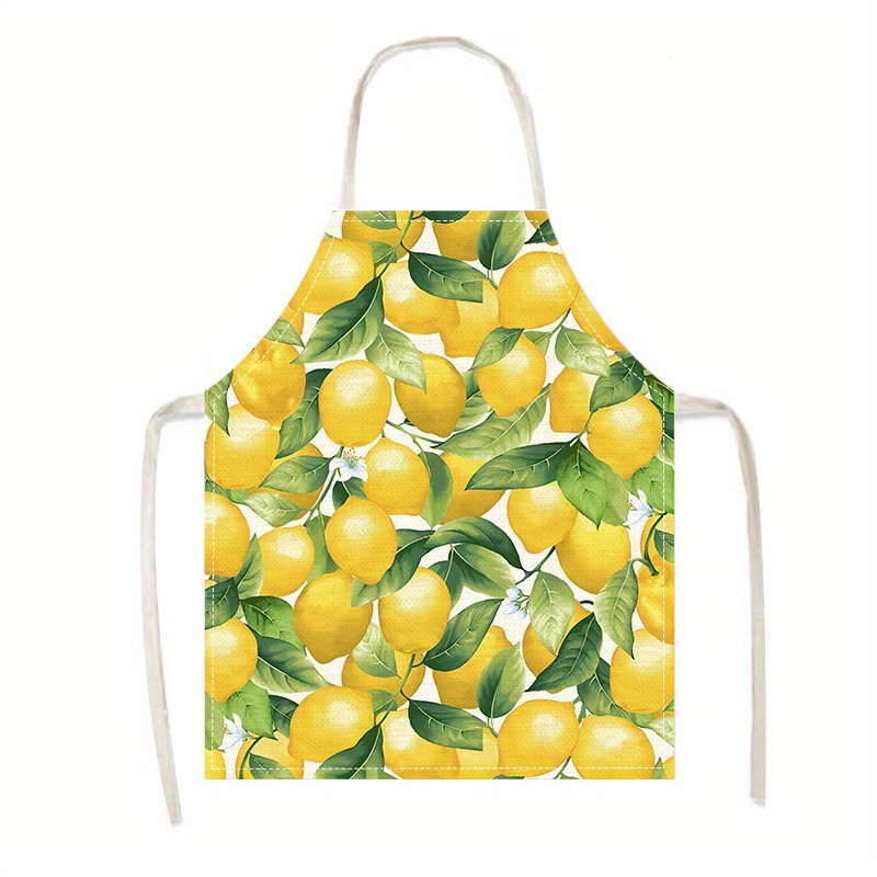 TEMU Grembiule da cucina 1 pz con stampa a limone / Grembiule da pulizia senza maniche abbigliamento da lavoro per cucina / Grembiule da resistente