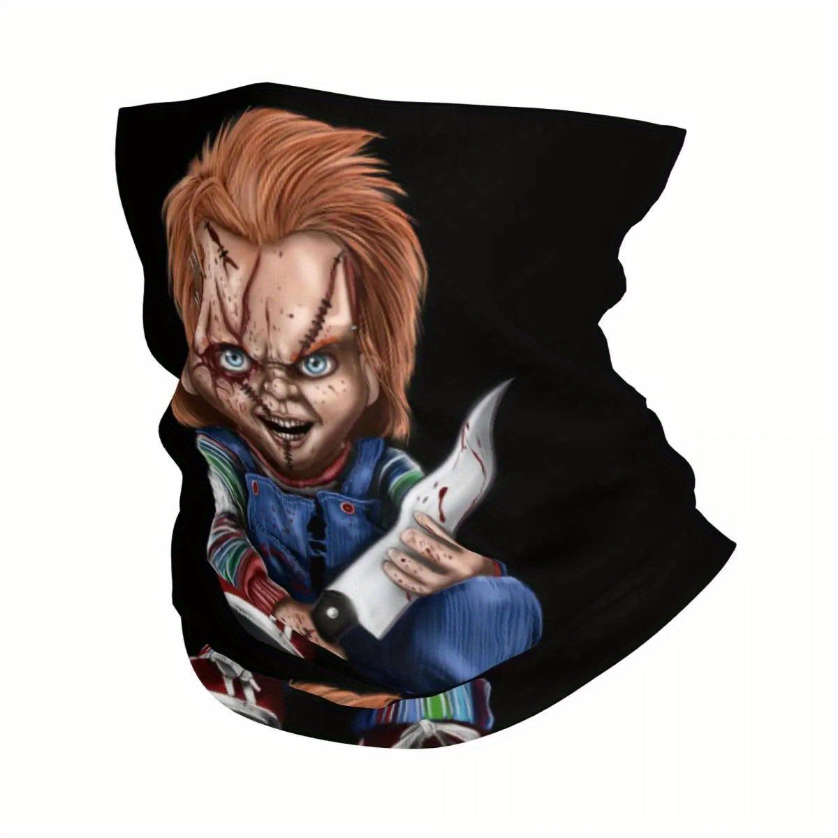 

Chucky Inspired Casual Woven Neck Gaiter - Polyester With Elastane - Lightweight Horror-themed Multipurpose Face Cover For Men