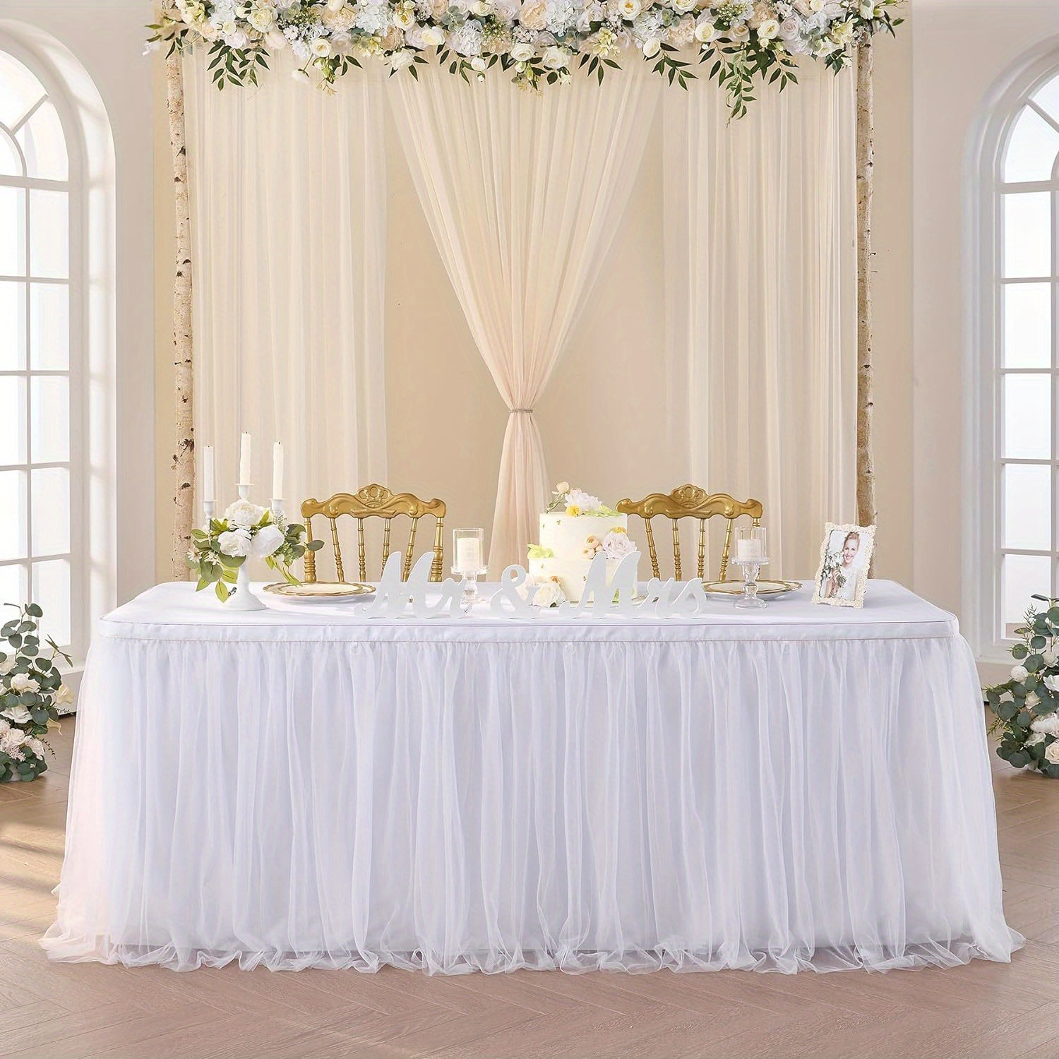 Banquet Table White Ruffle Table Skirt 9ft White Table Skirt Tulle