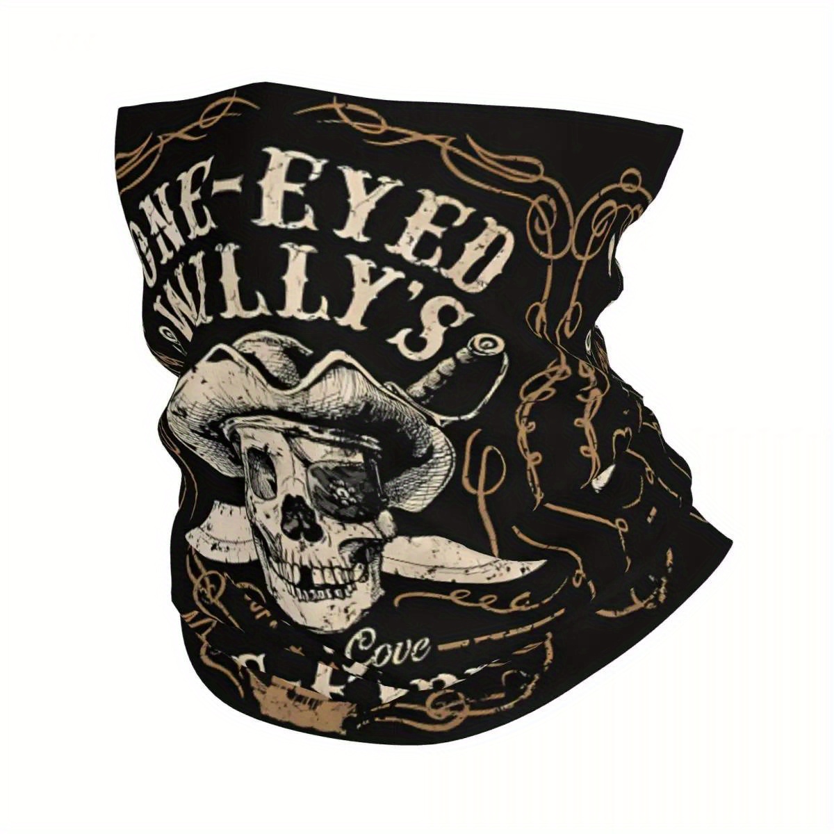 

Pirate-themed Lightweight Men's Skull Bandana - Casual, Breathable Polyester Neck Gaiter & Face Cover With " " Design, Outdoor Activities, Pirate Accessories