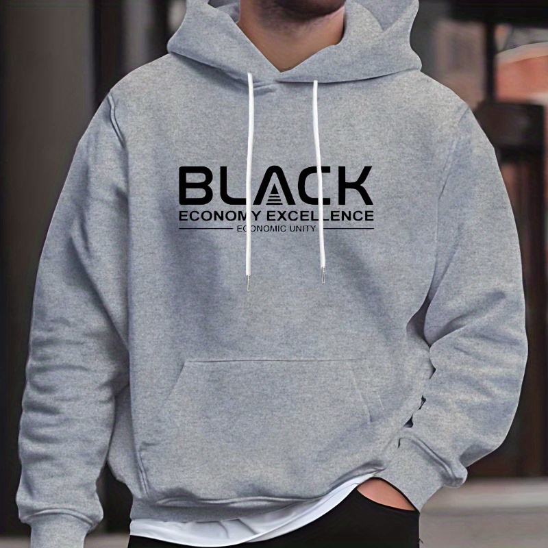 

Stylish Men's Hooded Sweatshirt With Letter Print - Casual Streetwear For Fall & Winter, Perfect Gift For Holiday Parties