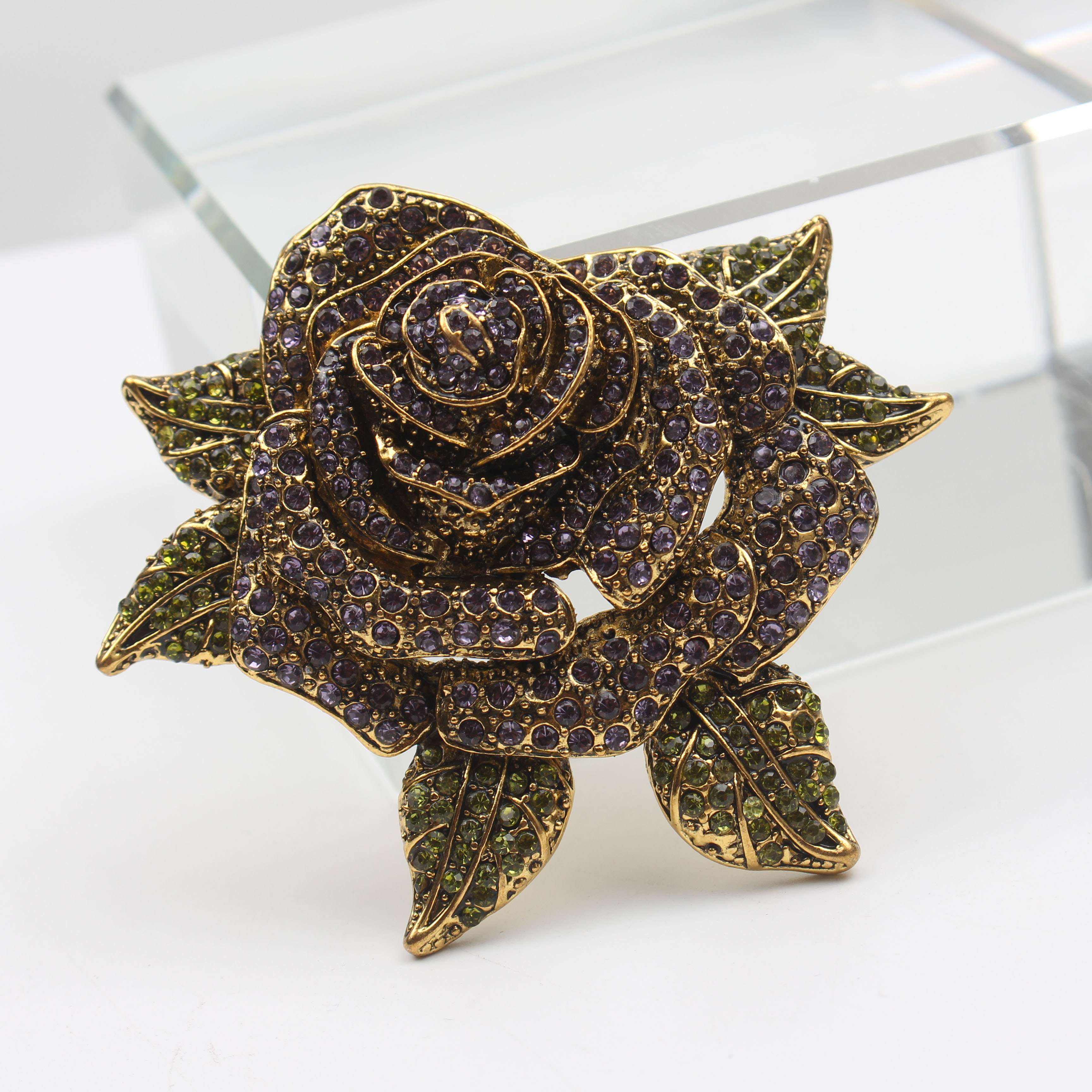 enamel rose brooch novelty czech diamond studded floral pin minimalist irregular flower shaped brooch for fashion accessory details 4