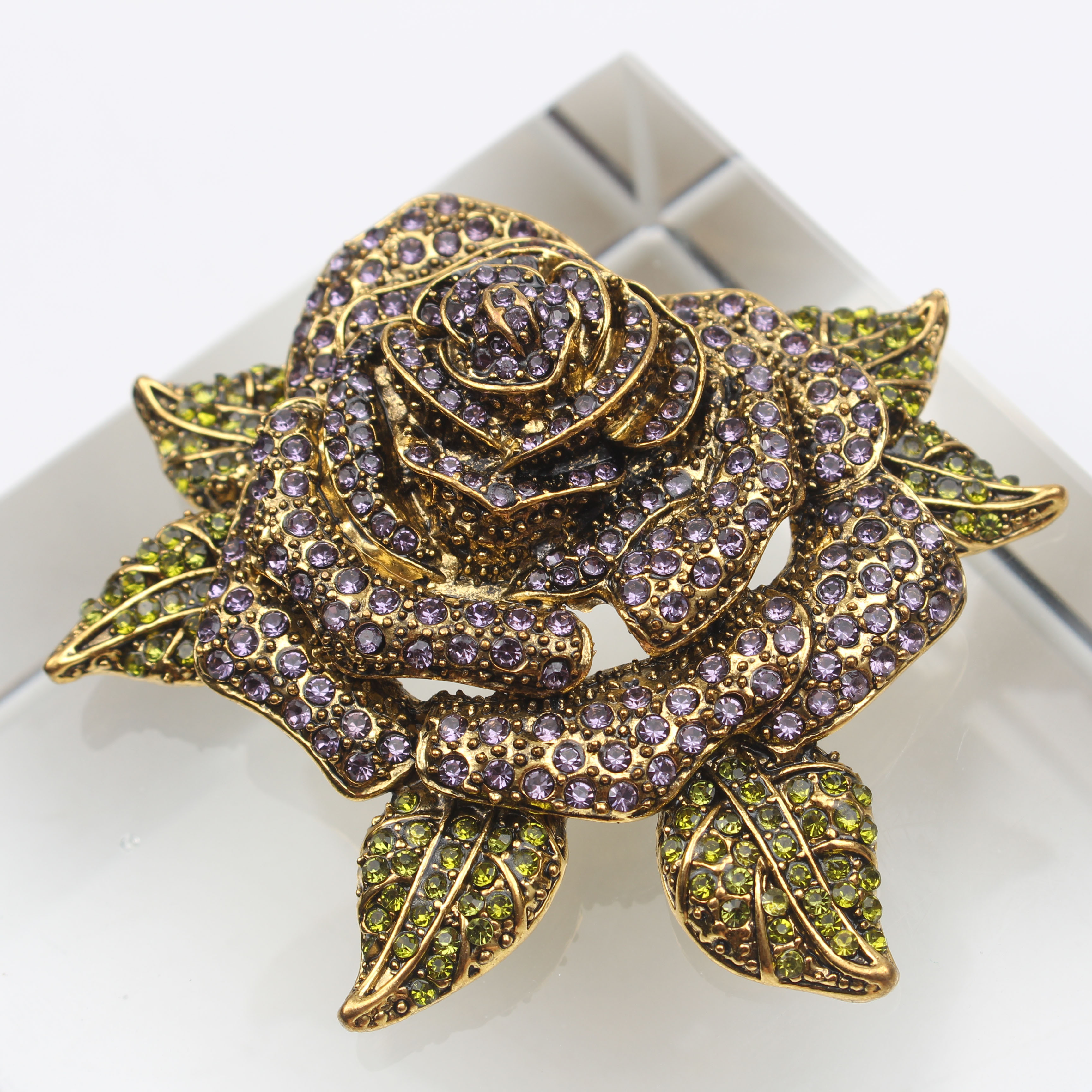 enamel rose brooch novelty czech diamond studded floral pin minimalist irregular flower shaped brooch for fashion accessory details 5