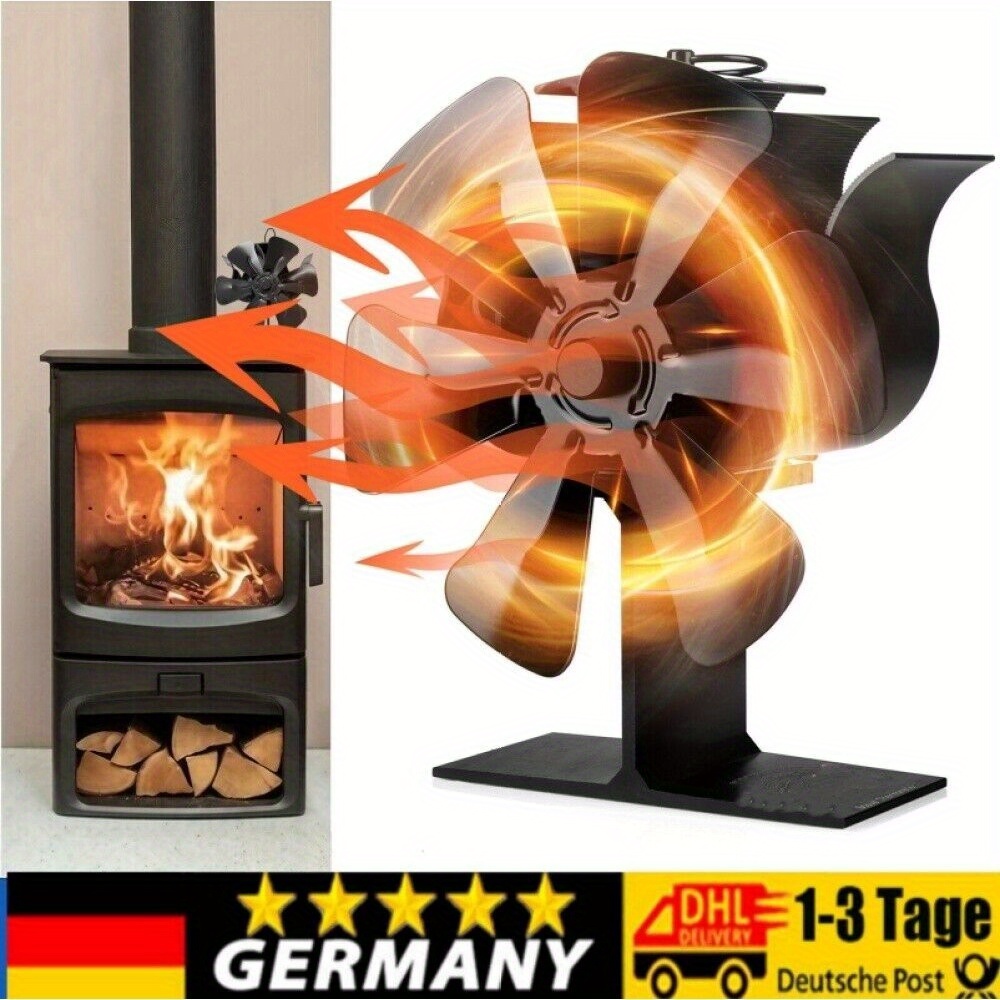 

Ofenventilator Ventilator Stromloser Lüfter Fan Gebläse 6 Flügel