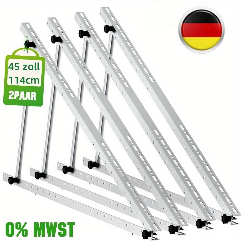 

4x Pv Halterung Solarpanel 114cm Solarmodul 0°-90° Aufständerung Photovoltaik