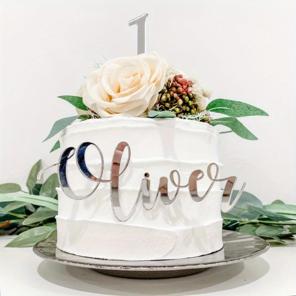 

Acrylic Custom Cake Topper, 1-pack, Personalized Cake Decoration, Laser Cut Name, No Electricity Needed, Feather-free, For Birthdays & Celebrations