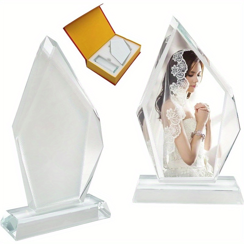 

2 Pack Sublimation Crystal Blanks, Glass Plaque Blanks For Sublimation Award Plaque, Picture Frame, Sublimation Gifts, Crystal Tabletop Decor, Diy Sublimation Blanks With Gift Box