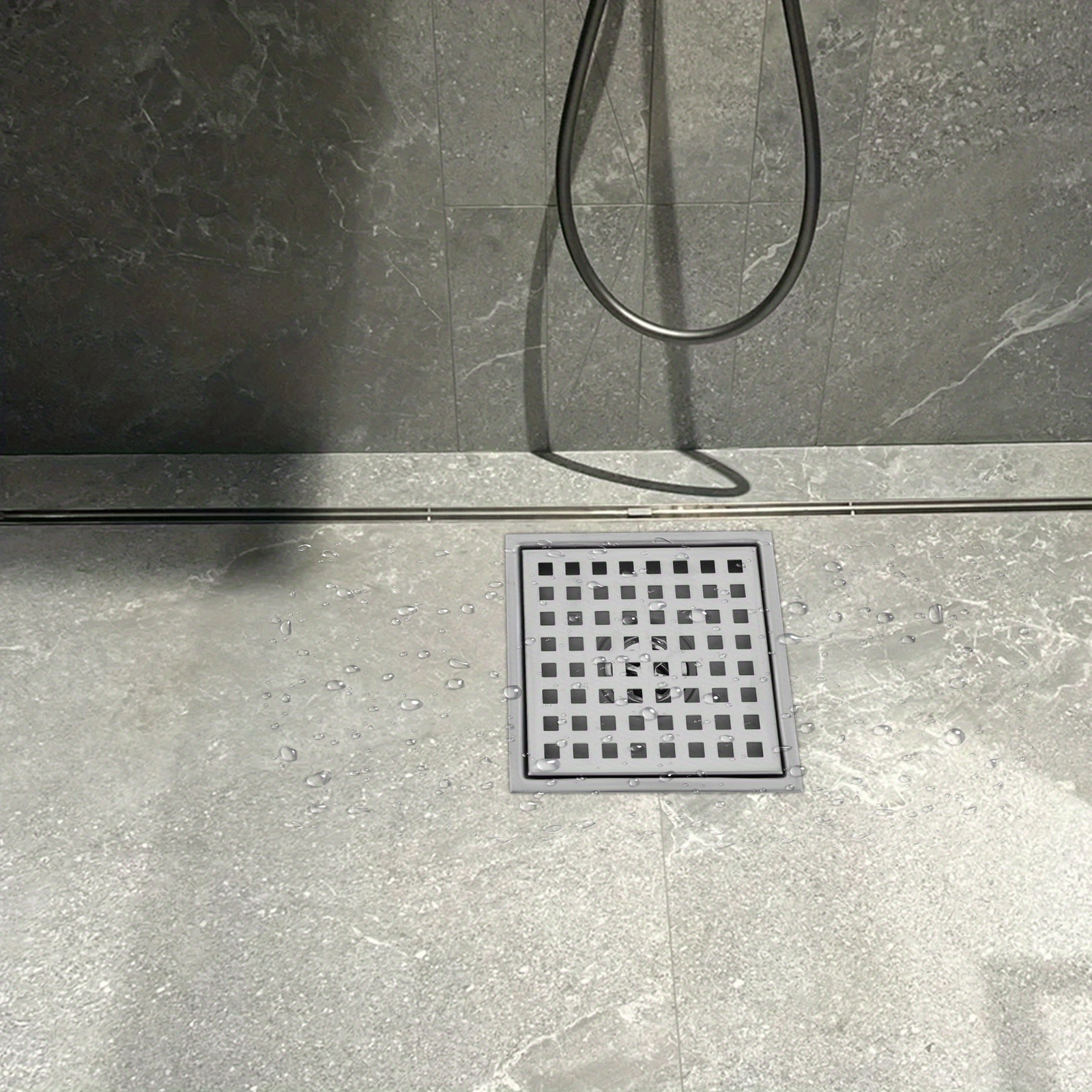 

Shower Drain Square 15 X 15 Cm, 360° Siphon With Odour Stop And Hair Strainer Stainless Steel Drain Channel Floor Drain Shower Drain Very Flat Dn50 Dn40