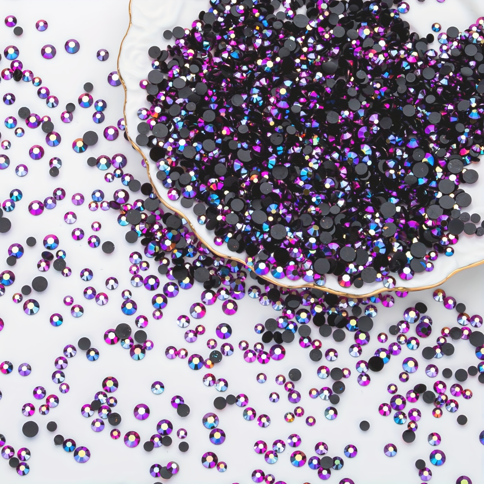 

Strass en Résine à Dos Plat Noir AB, 2-6mm Perles Non-Hotfix pour Bijoux DIY, Nail Art, Maquillage, Chaussures, Vêtements & Décorations de Sacs, 700-5000pcs, Accessoires Décoratifs