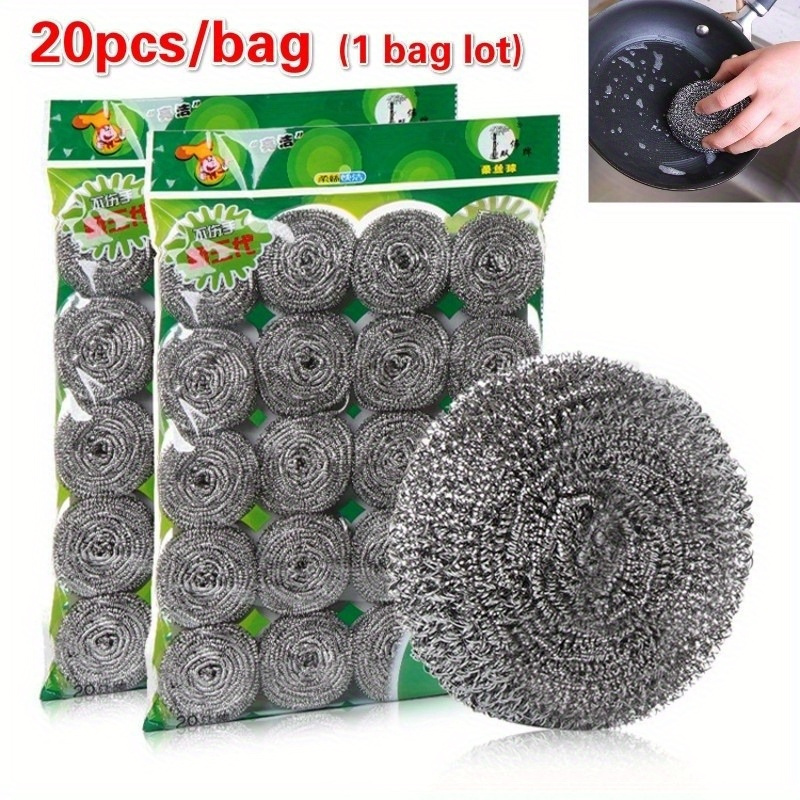 

20-pack Stainless Steel Sponges Scrubbers, Non-electric Kitchen Cleaning Pads For Dishes, Pots, And Pans