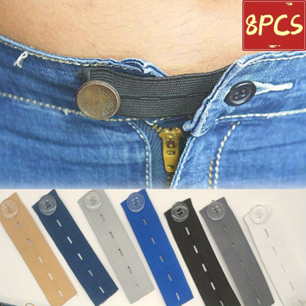 

8pcs Adjustable Waistband Extenders - Seamless, Stretchy Belt For Jeans & Pants,, , Button, Instant