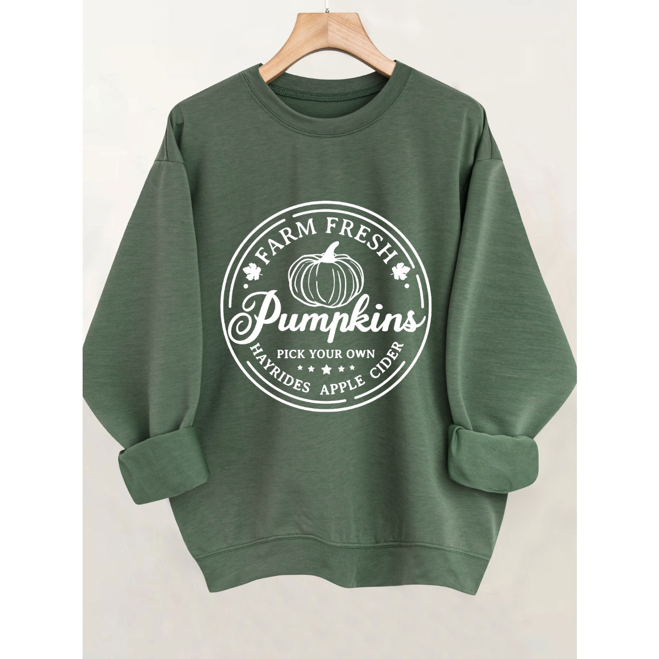 

Pumpkin Print Pullover Sweatshirt, Casual Long Sleeve Crew Neck Sweatshirt For Fall & Winter, Women's Clothing