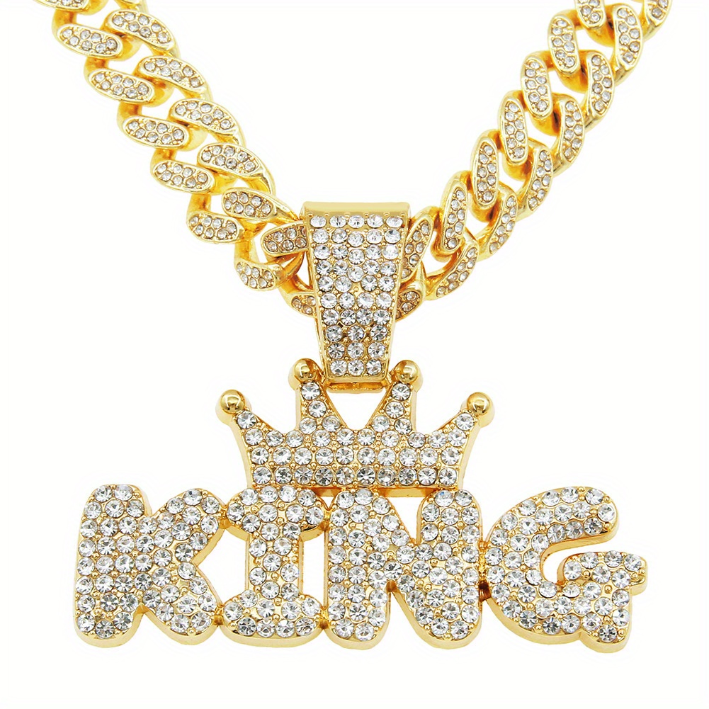 

1 Piece Of Men's Hip-hop Cool King Letter Pendant Necklace Necklace Necklace Cuban Chain Accessory