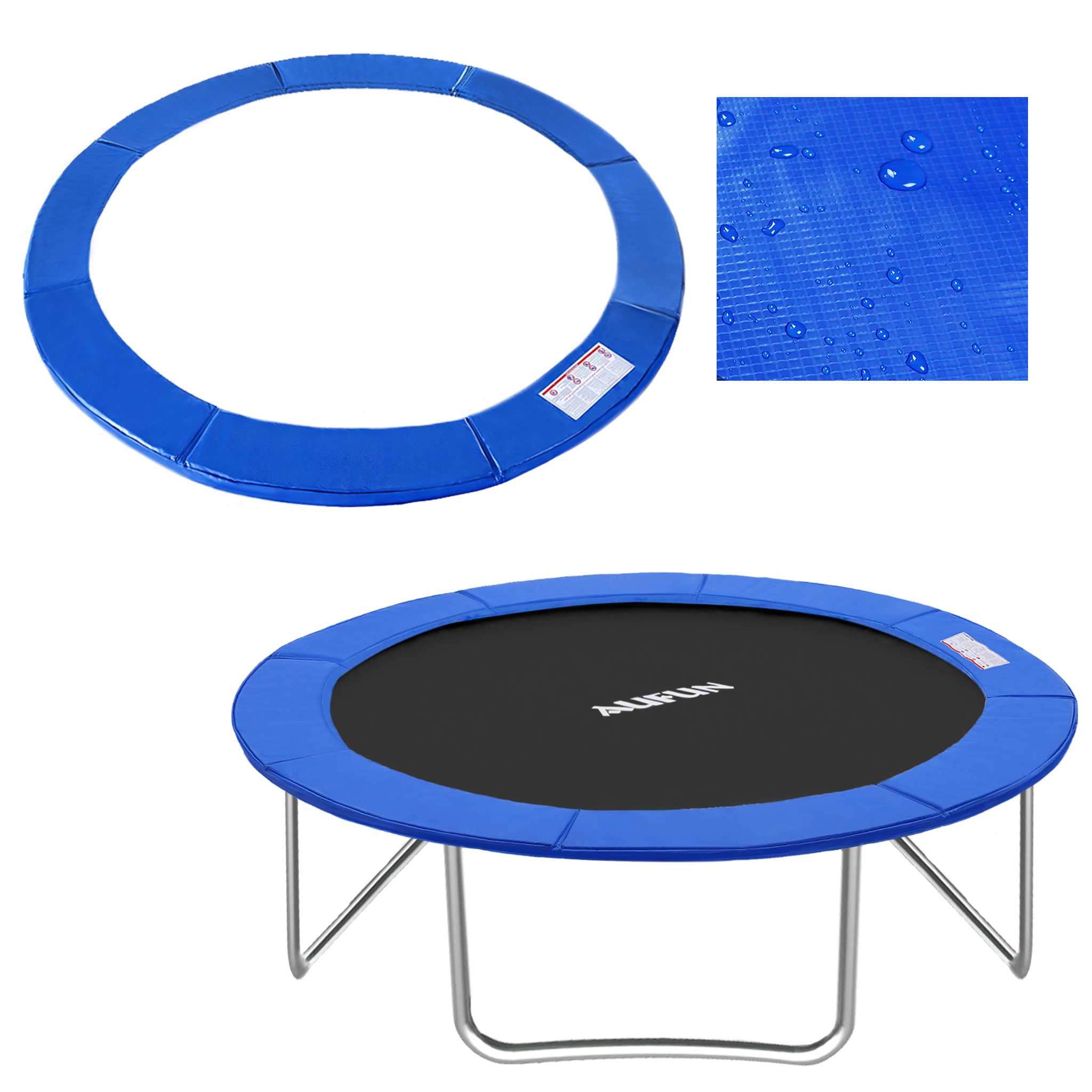 E-shop Polsterabdeckung für Trampolinrand, Durchmesser 244 cm/305 cm/366 cm, gepolsterte Trampolin-Zubehörset-Abdeckung für Sprungfedern, reißfest und