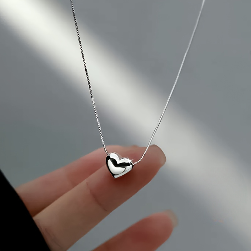 

Elegant 925 Sterling Silver Plated Mini Heart Pendant Necklace, Jewelry Gift Set For Valentine's Day - All Wear