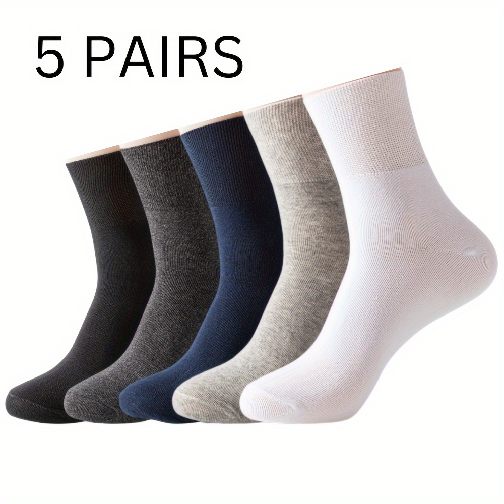 

5 Pairs Crew Socks, 90% Polyester 10% Spandex , Breathable Knit Fabric With Alphabet Pattern, For Men And Women, Ideal Gift For Seniors, Alphabet Pattern