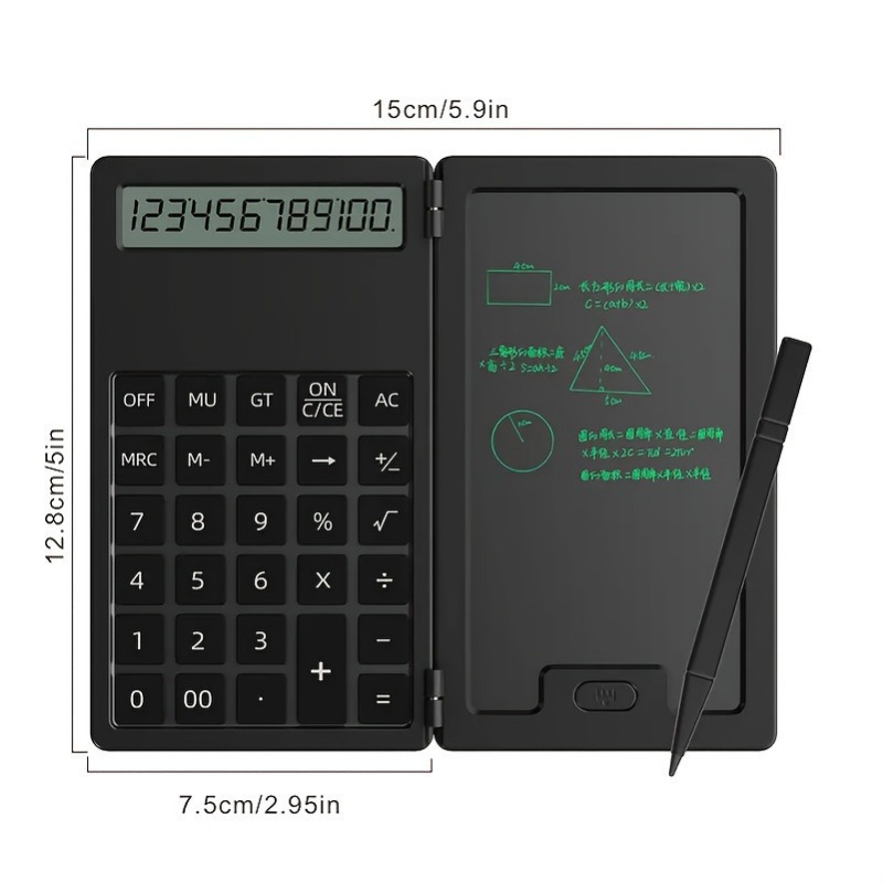 

1pc Mini Portable Calculator Tablet, Suitable For Study And Business Office, 12-bit Lcd Display, Portable Foldable Calculator, With Tablet