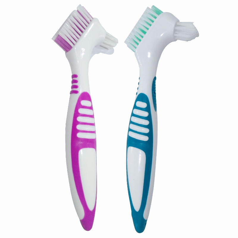 

2-pack Denture Toothbrushes - Premium Nylon Bristle Denture Cleaning Set, Multi-layered & Double-sided Brushes, Accessory-free, Deep Cleaning Denture Care Tool