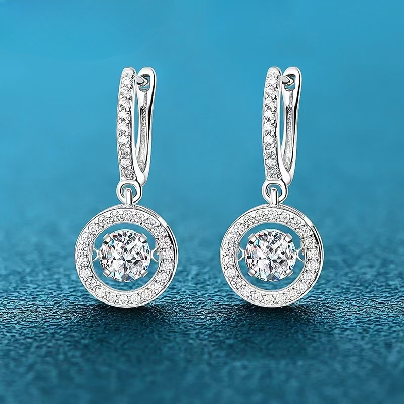 TEMU S925 Sterling Silvery 0.5 Carat * 2 Round Inlaid Moissanite Smart Earrings, Suitable For Daily Wear At Banquets, Dates, Parties, Travels,
