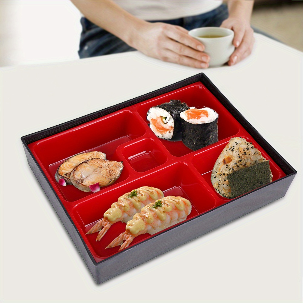 

Japanese Bento Box, 5 Compartment Traditional Sushi Bento Box Lunch Box Plastic Snack Serving Tray With Lid Serving Dish Food Container For Home Restaurant Business Office Picnic