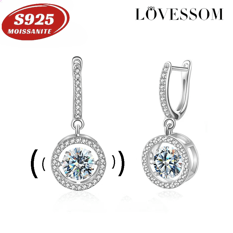 

925 Pure Silvery 0.5 Carat Moissanite Smart Earrings New Birthday Anniversary Gift For Women Party Fashionable Elegant High-end Casual Classic Model With Gift Box About 3g