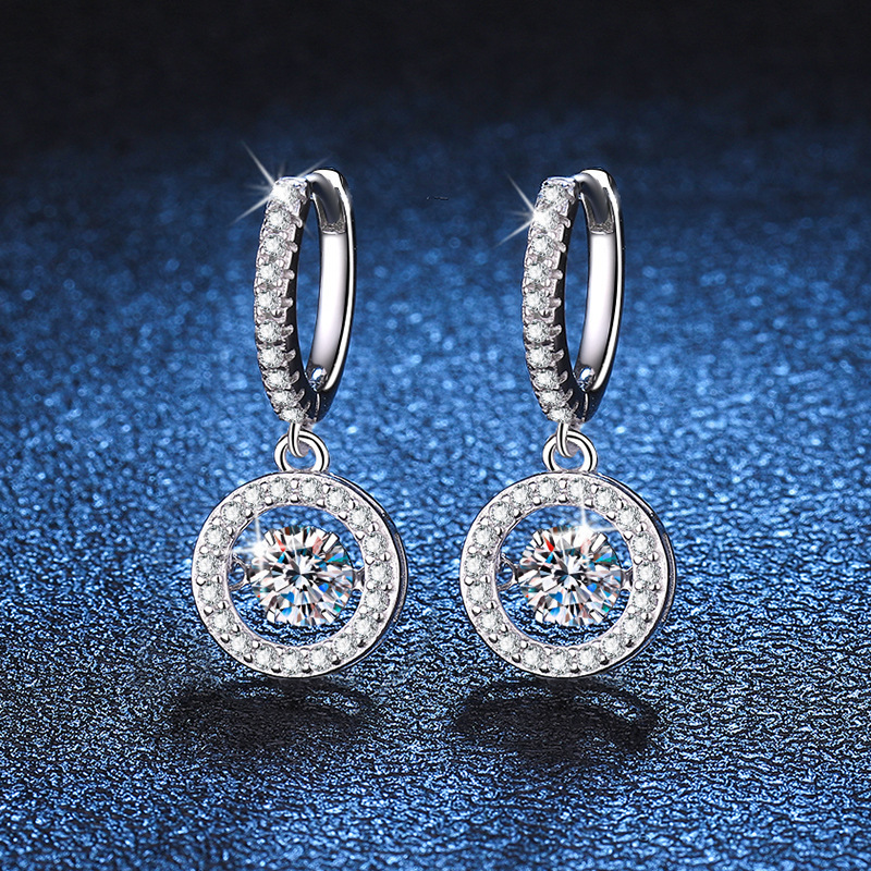 Image of 925 Sterling Silvery 0.5 Carat Moissanite Smart Earrings New Style Birthday Anniversary Gift For Women Daily Wear Party Fashion Elegant Niche High-end Casual With Gift Box About 3g