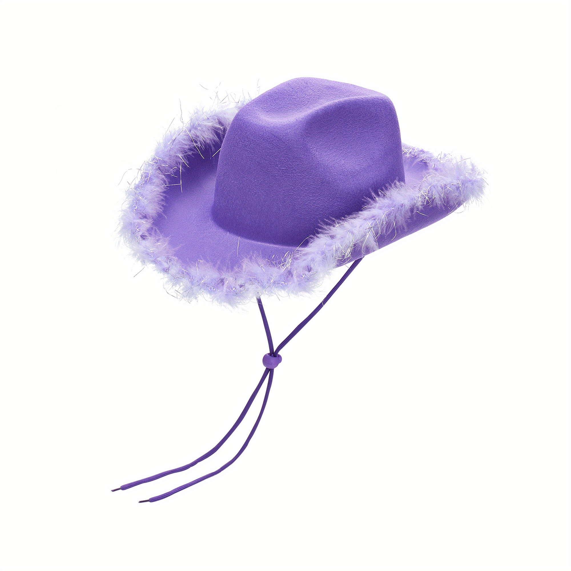 chic womens cowboy hat faux fur trim breathable non stretch  display picture 3