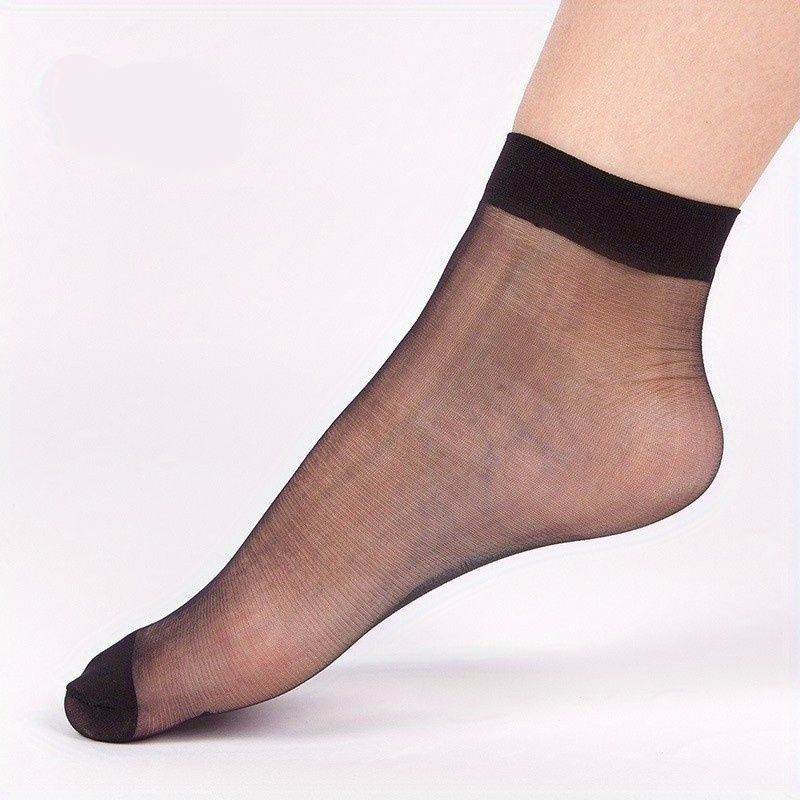 30/20/10pcs Women's Ultra-Thin Sheer Crystal Mesh Ankle Socks - High Elastic Breathable Nylon, Sweat-Absorbing Anti-Friction, Elegant Solid Color (Black/Nude/Gray//Wheat/Coffee) for Everyday & Formal Wear, Comfortable Hosiery, Highelasticity Nylon