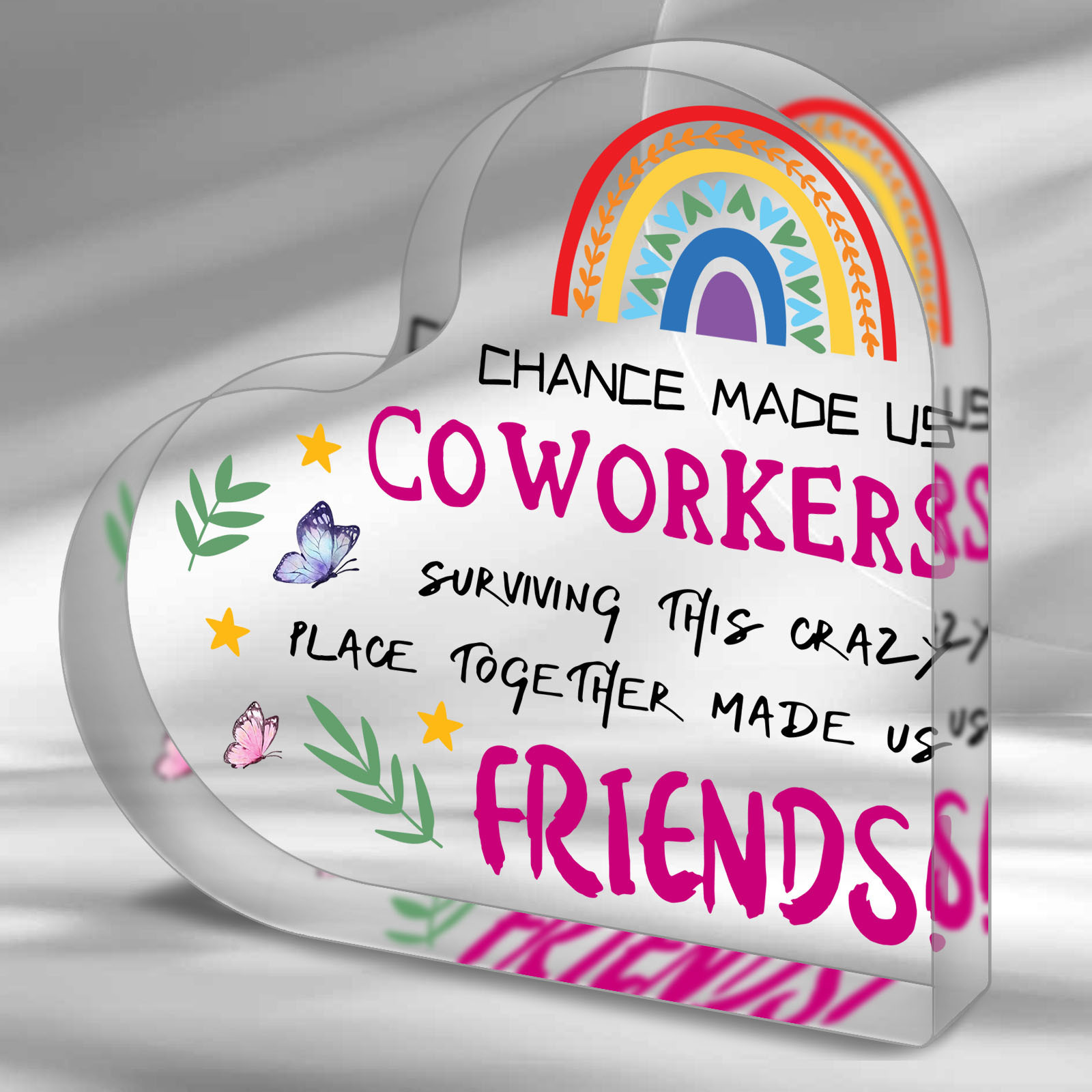 TEMU 2d Flat, 1pc, Heart Shaped Acrylic Decorative Plaque Desk Decorations, Thank You Gift For Coworkers, Suitable For , Tabletop Decoration,