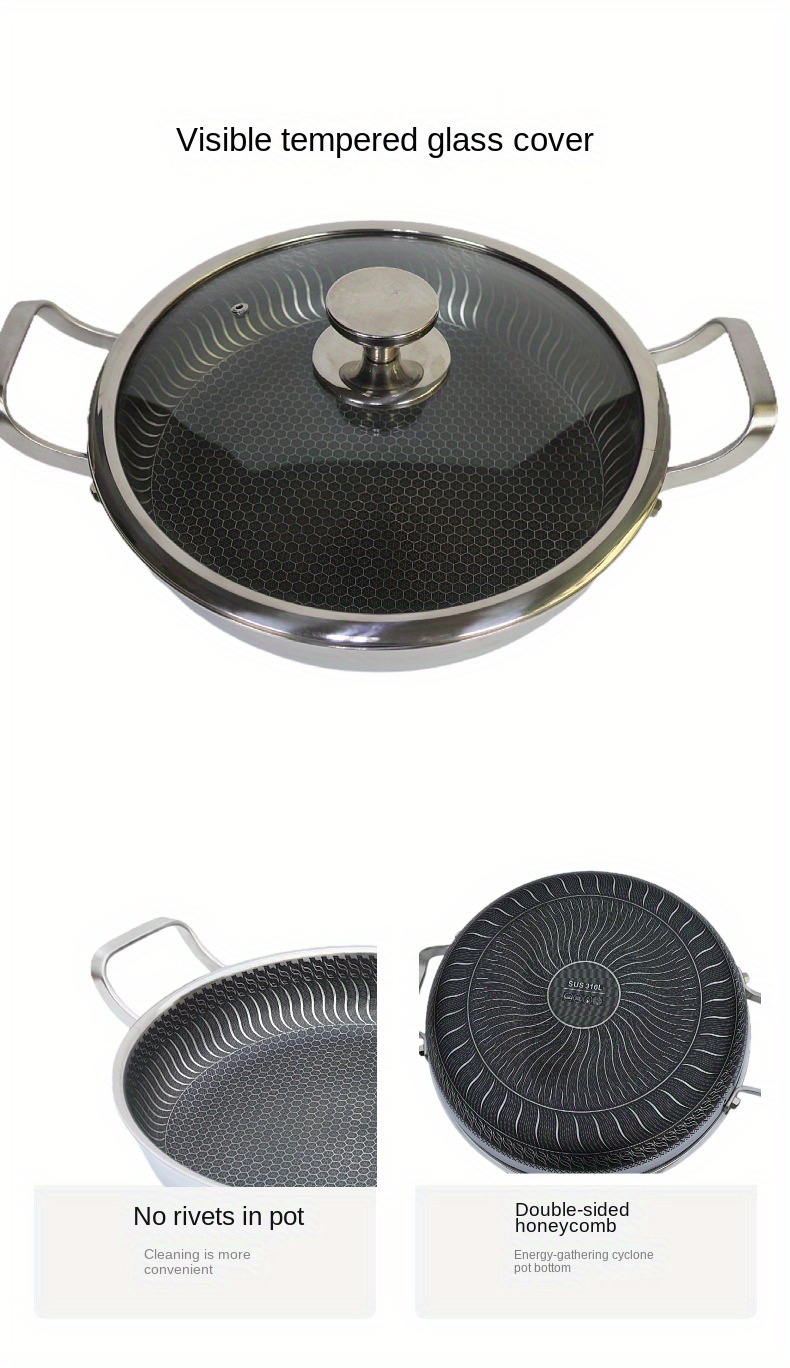 versatile non stick stainless steel   with dual handles   frying steaming baking oven safe compatible with induction gas stoves details 2