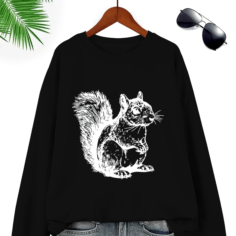 

Chic Squirrel Neck Sweatshirt For Women - Comfy & Polyester, Spring/fall, Style, Spring/autumn